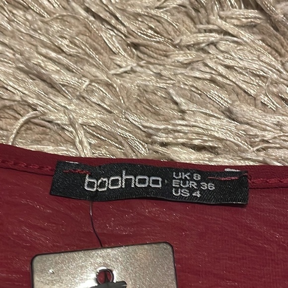 NWT Boohoo Tall Wrap Peplum Long‎ Sleeve Blouse - Picture 4 of 7